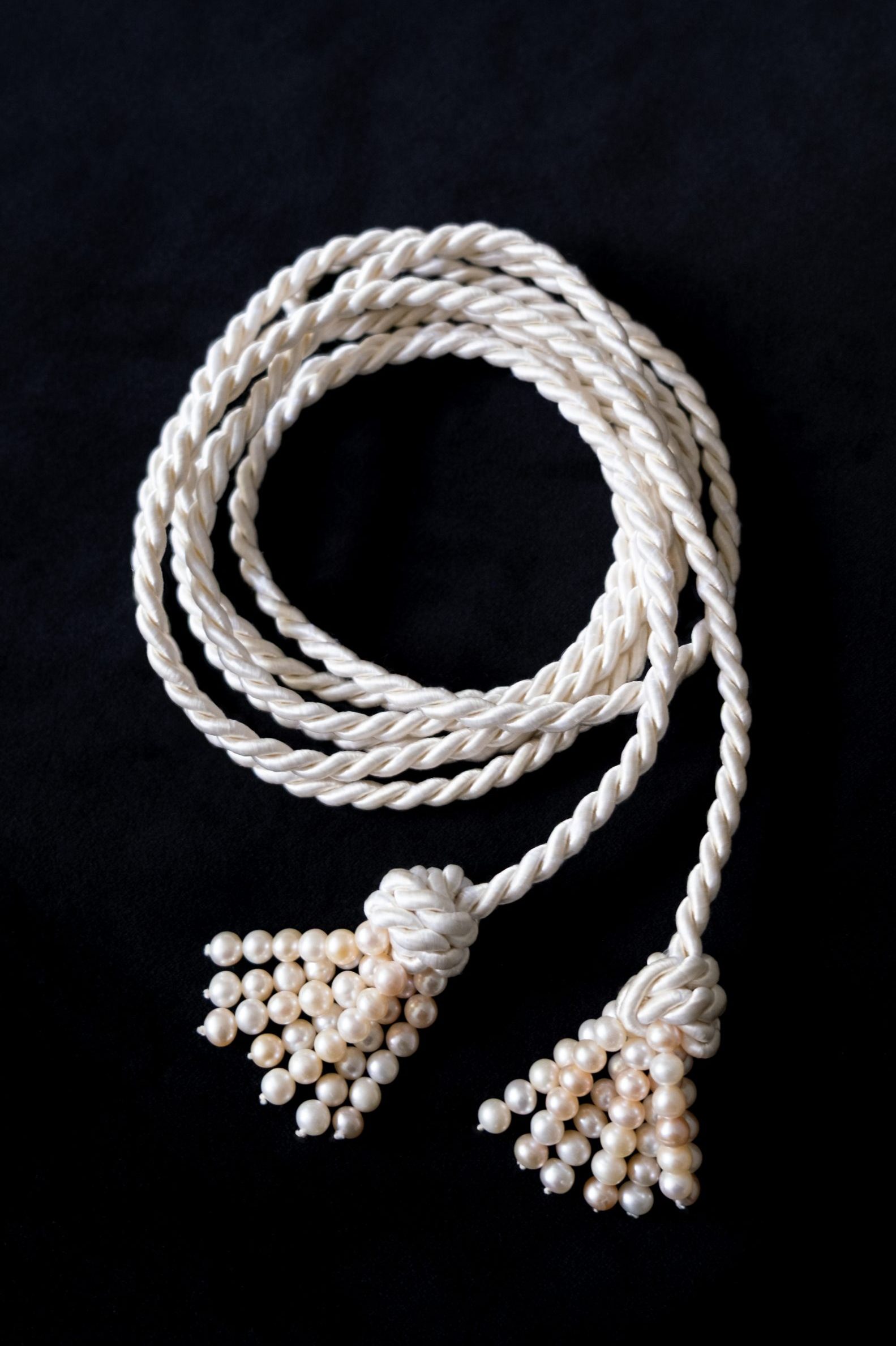 Satin Belt with Pearl Tassel