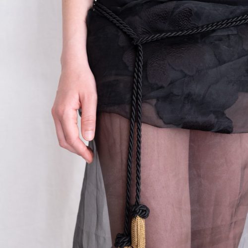 Satin Belt with Brass Tassel